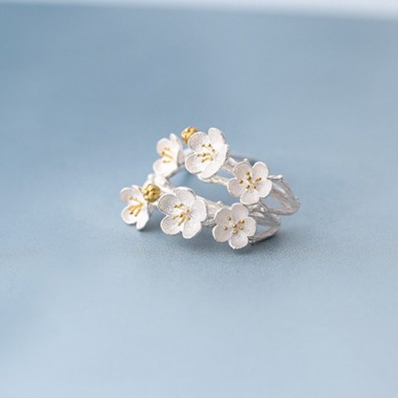 NEW 925 Sterling Silver Two Tone Flower Earrings A - Picture 5 of 9